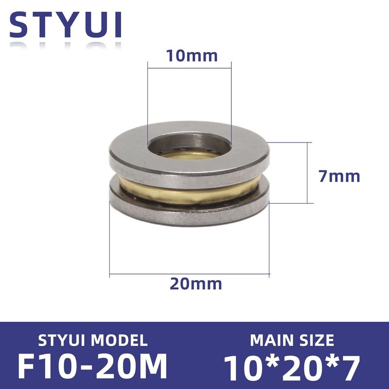STYUI (10Pcs) F10-20M Miniature Thrust Ball Bearings 10mm x 20mm x 7mm Miniature Plane Thrust Bearings Chrome Steel One Way - Image 3
